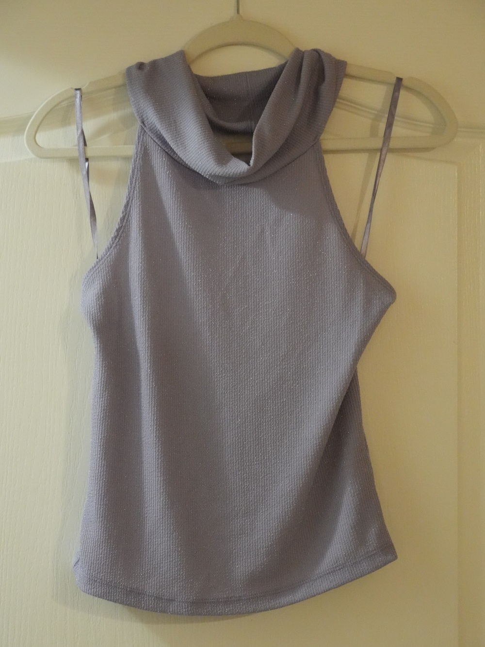Sleeveless Cowl Neck Tank Top - Lavender Shimmer